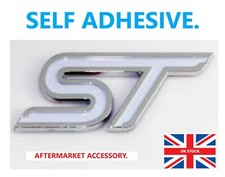 FORD ST DIAMOND WHITE Logo Badge Metal 3D. Self Adhesive (fits most vehicles)