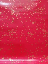 Red & Gold Stars Oilcloth Table Cover Wipe Clean RRP £8 A Metre Width 140CM