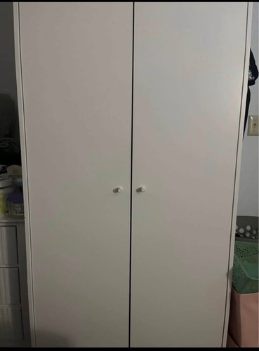 White double door wardrobe - white,
