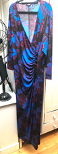 MAXI  OCCASION/ PARTY DRESS BY SAVOIR  STRETCH RUSHED FRONT LONG SLEEVES SIZE 22