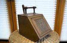 Antique Art Nouveau Style Purdonium, Antique Solid Wood Coal Scuttle