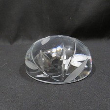 Vintage Royal Doulton-Style Hand-Cut Crystal Engraved Dome Paperweight