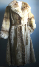 LONG FAUX FUR COAT 8 MAXI TRENCH DUSTER DIVA VINTAGE ASTRAKA mink rabbit fox