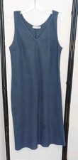 CUT LOOSE WASHED NAVY BLUE LINEN BIAS CUT CALF LENGTH DRESS L UK 16 FREE P&P!!