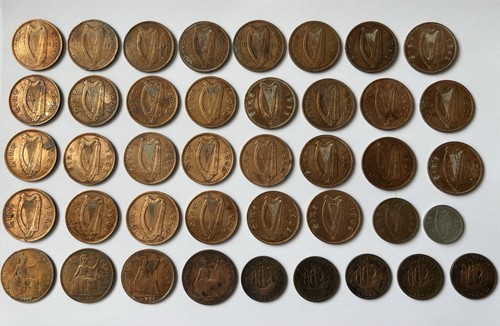 Old irish penny coins etc - coins, etc.