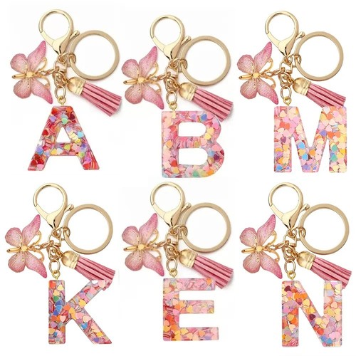 Pink gold resin initial - pink, letter