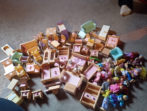 Wooden dolls house furniture - dolls,