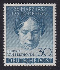 GERMANY 1952 West Berlin Beethoven 30pf Blue SG B87 MH/* (CV £60)