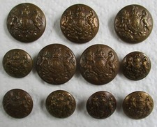 Set 11x Army:"GENERAL SERVICE BRASS BUTTONS" (23mm-17mm, WW1-WW2 Period)