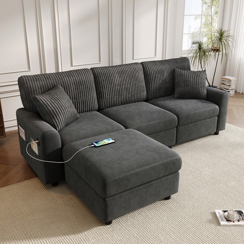 Shaped corner sofa dark grey - l-shaped,