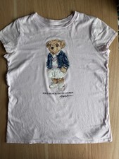 POLO Ralph Lauren Bear Pale Pink Cotton Short Sleeve T-Shirt  Girl’s Large(RL25)