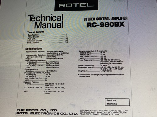 Rotel 980bx service - rotel,