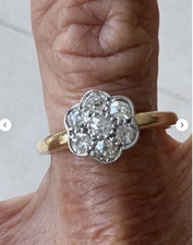 Antique Diamond Ring. Diamond Daisy Ring. Diamond Flower Ring. Diamond Cluster.