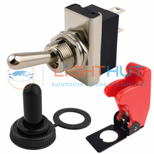 12V 25A On Off Toggle Switch Waterproof / Aircraft Style Cover Lucar Terminals