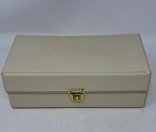 Retro Cream Vinyl Cassette Case Storage Box Holds 12 Cassette Tapes