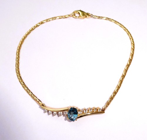 9ct gold blue spinel diamond - blue, &