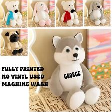Personalised Teddy bear DOG BUNNY SOFT TOY PUG PRINTED