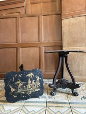 Pair of 19thC Chinoiserie Tables, Hongmu Bases and Iron Paw Feet, Anglo Chinese
