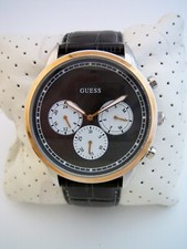 GUESS WATCH MENS HENDRIX W1261G5 GOLD STAINLESS STEEL LEATHER QUARTZ GENUINE