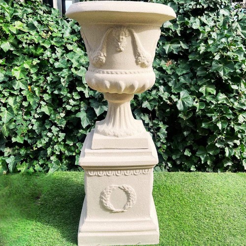 Large sandstone fluted urn - urn, and
