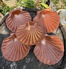 Vintage Terracotta  French Stoneware. Scallop Dishes Set 