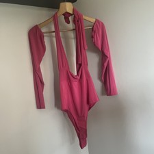 Sexy Pink Body Suit With Separate Sleeves