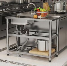 Catering Sink Commercial Kitchen Stainless Steel Triple Double Bowl Drainer Unit