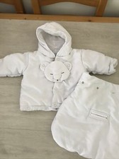 VERTBAUDET BABY SNOW PRAM SUIT white Snowsuit Winter. Tiny Baby To 3 Months (b1)
