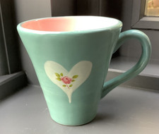 Gabriella Miller Heart & Rose Mug - Blue with Pink interior