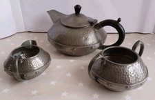 Craftsman Sheffield Pewter 1930s Vintage Tea Set 3 Piece