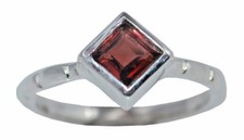 Emerald Cut Red Garnet Ring Real Gemstone Sterling 925 SILVER  All Sizes to12½/Z