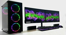 I7 Quad 6GB RTX 3050 Dual Screen Gaming PC Setup Bundle 16GB 480GB SSD 1TB Win10