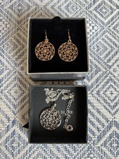 Van Peterson 925 Rose Gold Plate Earrings & Silver Pendant (Chain Broken)
