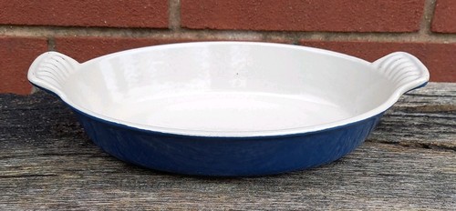 Vintage blue gratin - blue, oval