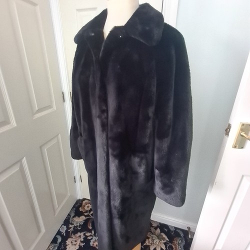 Black faux fur - coat, fully