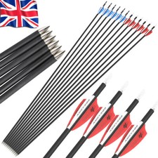 12X 32" Archery Carbon Arrows SP1000 Points Compound Recurve Bow Hunting Target