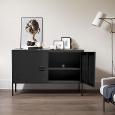 Modern Unit for TV FreeStanding Metal Cabinet Shelf Storage Cupboard Home Office