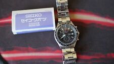 Seiko Flightmaster Black Quartz Watch SND253 Chronograph Pilot case 42mm uk