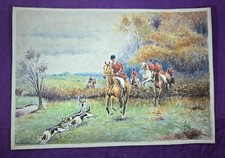 Vintage Original Watercolour Painting Of A Hunting Scene Signed By W. Woodgyer
