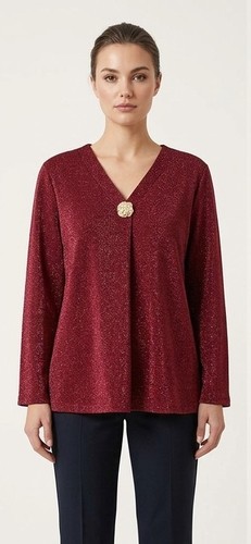 Shimmering neck tunic with - v-neck,