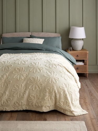 Cream faux fur floral - cream, daisy