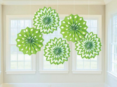 Lime green hanging paper fan - lime,