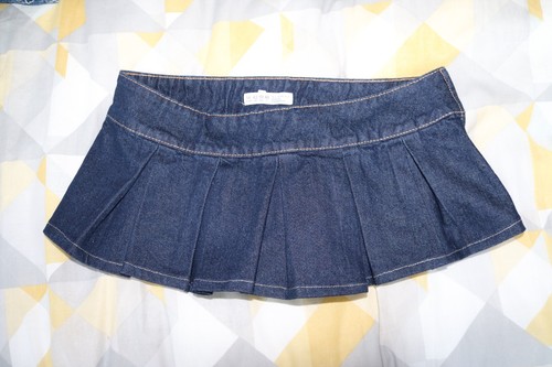 Denim pleated micro mini 5 - micro, 8.5"