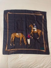 Cornelia James scarf - horse riding print - navy blue - vintage