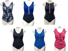 M&S Zip Up Swimsuit Goodmove Swimming Costume Blue Black Pink Size 8 10 12 14 22