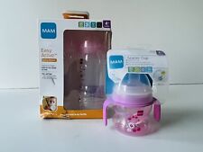 MAM Easy Active Baby Bottle with Fast Flow Twin Pack 330 ml & Starter Cup 4+M