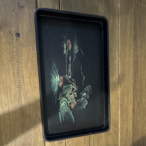 Antique black lacquered trays - black,