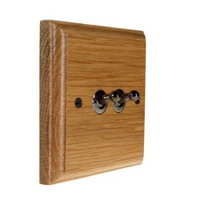 Switch To Wood 2 Gang 10 Amp Toggle Light Switch Oak Black Nickel