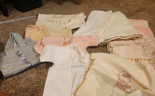 Several vintage baby blankets - several,