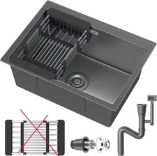 Inset Kitchen Sink with Waste Kit  Stainless Steel Black 50 x 43 cm-For Auction